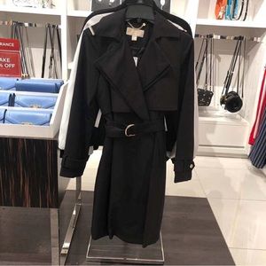🧥NWT Michael Kors women Double-Collar trench coat black size M